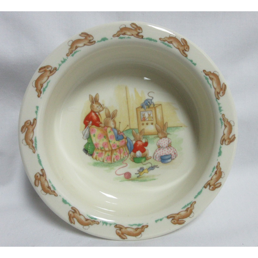 Royal Doulton Bunnykins 6" Bowl TV Time Bunnies Collectible Bone China 1936 UK
